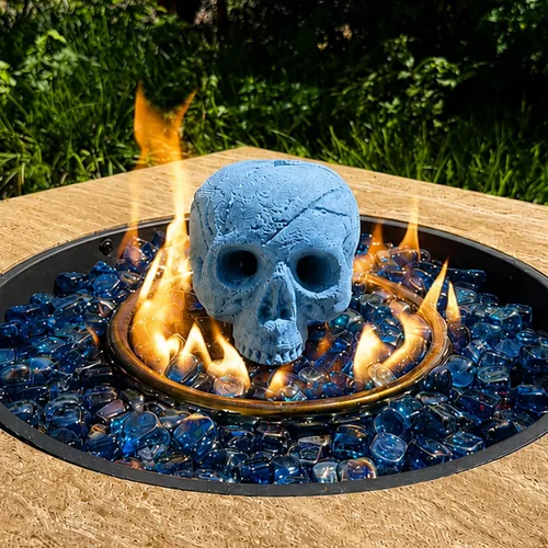 Miniatura 3 de Troncos de fuego de calavera de cerámica, calaveras de hoguera, troncos de calavera de cerámica, cabeza de esqueleto/decoración de calavera