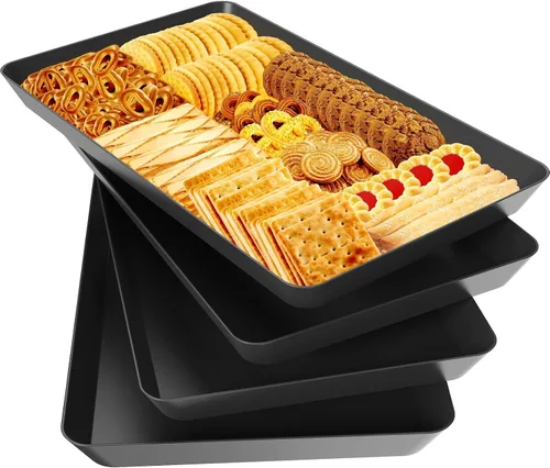 Miniatura 8 de WOWBOX 4 bandejas de servir para entretenimiento, platos para servir aperitivos, frutas, galletas, postres, bandejas de plástico reutilizables