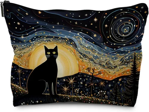 Miniatura 6 de Bolsa de maquillaje de gatos, regalos para amantes de los gatos para mujeres, regalos de gatos, bolsa de cosméticos para gatos, regalos de gatos