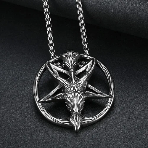 Miniatura 3 de Colgante gótico punk gótico para hombre con símbolo satánico Samael Lilith Baphomet de cabra con símbolo de Lucifer