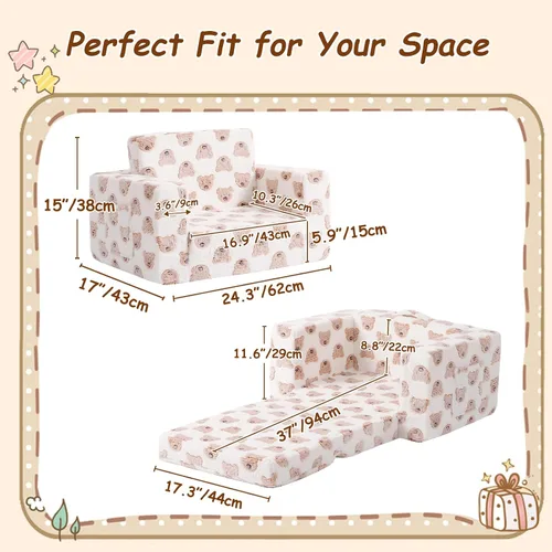 Miniatura 2 de Sofá para niños pequeños, silla para niños, sofá para niños con bolsillos laterales que brilla en la oscuridad, sillón para niños con funda