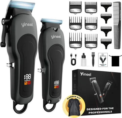 Yineel Cortapelos para hombres, juego profesional de cortapelos y recortadora inalámbricos, súper silenciosos, kit de cortapelos con pantalla LED,