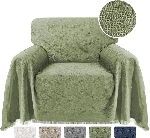 Miniatura 37 de Turquoize - Funda para sofá de algodón de color gris, protector para sofá, funda para sofás, fundas para sofá seccional lavables para perros