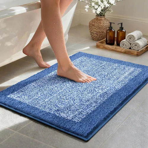Miniatura 32 de Alfombras de baño de 17 x 24 pulgadas, antideslizantes, lavables, color gris, para bañera, tapete de baño para baño, tapete suave y absorbente