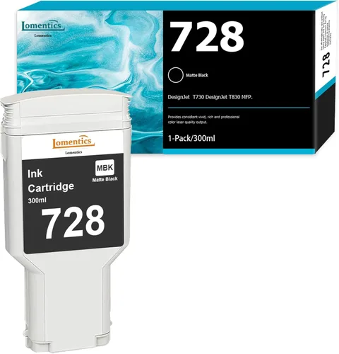 Cartuchos de tinta negro mate 728 de 10.1 fl oz (paquete de 1) - Cartucho de tinta LOMENTI 728 (F9J68A) de repuesto para impresora trazadora HP
