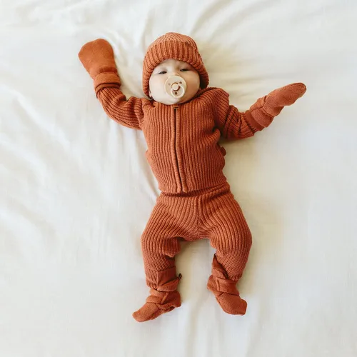 Miniatura 4 de goumikids Botas tejidas de algodón orgánico, Arcilla