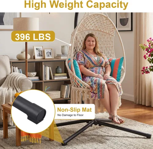 Miniatura 3 de Soporte en C para silla colgante, para interiores y exteriores, de acero sólido y resistente, listo para usar en tu porche, capacidad de 330 libras