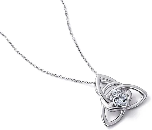 Miniatura 23 de FLYOW Collar con colgante de nudo celta de plata de ley 925 de buena suerte irlandés para mujer, regalo de cumpleaños y graduación