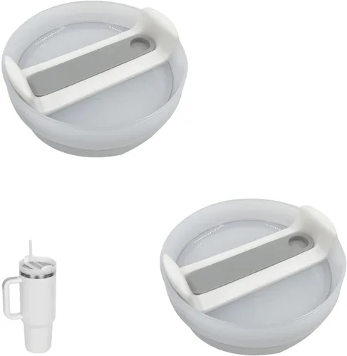 Miniatura 11 de Paquete de 2 tapas para vaso de 40 onzas compatibles con Stanley Quencher, cubiertas de vaso de acero inoxidable a prueba de derrames y resistentes