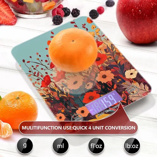 Miniatura 5 de Autumn Poppy Flowers01 Báscula de alimentos para cocina, báscula digital de alimentos, onzas y gramos, para hornear, cocinar, paneles de vidrio