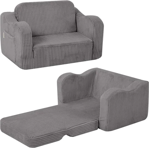 Miniatura 13 de MeMoreCool Silla Infantil 2 en 1, Sofá Cama Plegable para Niños, Beige (Edades 1-3) – Silla de Terciopelo que se Extiende a Sofá-Cama Espuma