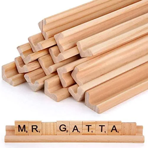 Miniatura 5 de Toddmomy 4 piezas de soporte de madera bandejas de dominó para azulejos juegos familiares Mostrar base mahjong suministros Natural Domino bandejas