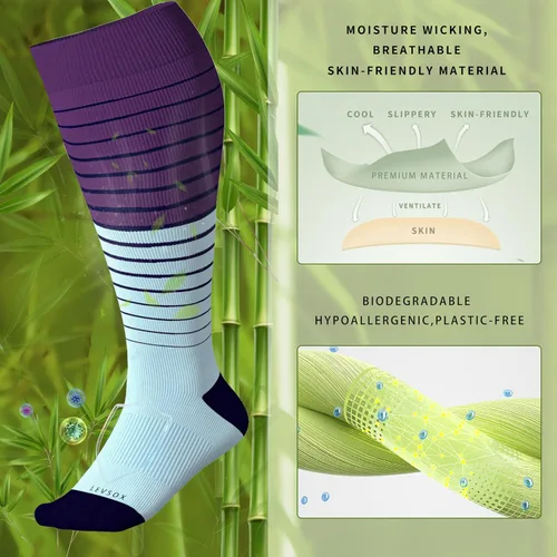 Miniatura 2 de LEVSOX Calcetines de compresión de pantorrilla ancha para mujeres y hombres, talla grande, 15-20 mmHg, hasta la rodilla, medias de gran soporte