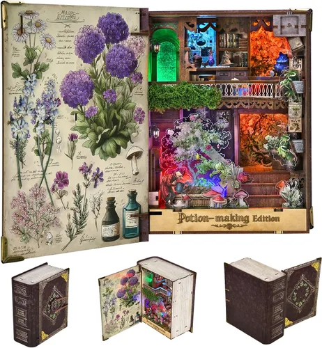 Miniatura 10 de MiniCity Kits de Rincón de Libros DIY para Adultos, Kit de Rincón de Libros en Miniatura para Casa de Muñecas, Rompecabezas de Madera 3D