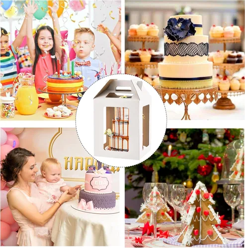 Miniatura 4 de XININSUN Cajas para pasteles altos de 12 pulgadas con ventanas, 12x12x14 Transportador de pasteles altos, Caja para pasteles de niveles, Caja