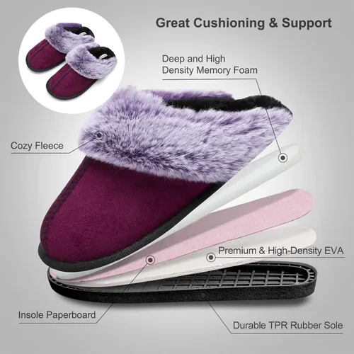 Miniatura 6 de Besroad Pantuflas de invierno peludas para la casa, sandalias de felpa de piel sintética esponjosas, zapatos cálidos para mujer