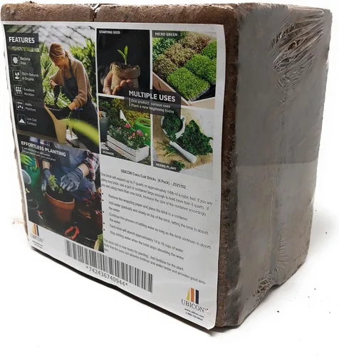 UBICON Tierra superior orgánica de fibra de coco de fácil uso para plantas de interior/exterior; 4 ladrillos se expanden a 10 galones, excelente