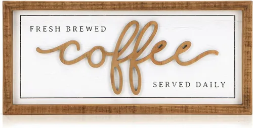 NIKKY HOME Letreros de café de granja para bar, decoración de estación de café de madera vintage para encimera y cocina, placa de pared colgante con