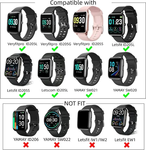 Miniatura 3 de Compatible con Veryfitpro ID205L/ID205/ID205U/ID205S/ID205G/SW020/SW021 - Correas de repuesto ajustables de silicona suave, impermeables