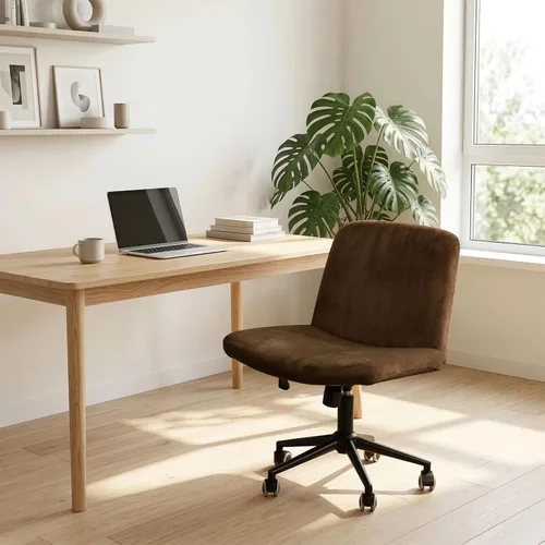 Miniatura 2 de NICEEC Funda para silla cruzada sin brazos, para oficina, dormitorio, escritorio, tocador, computadora, respaldo medio, asiento ancho sin protector