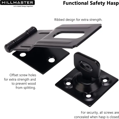 Miniatura 3 de HILLMASTER Cerrojos de seguridad con grapas giratorias, pestillo de puerta de puerta de 4-1/2 pulgadas con perilla giratoria, cerradura de cierre