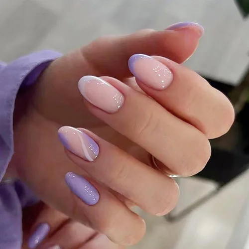 Miniatura 12 de RikView uñas postizas de punta francesa de longitud media, uñas negras adhesivas, uñas cuadradas naturales para mujeres