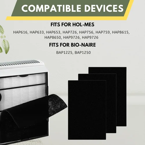 Miniatura 5 de Nispira Filtro HEPA verdadero (4) + repuesto de prefiltro de carbono (8) compatible con el filtro de purificador de aire Holmes HAPF600 HAPF600D