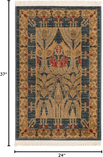 Miniatura 2 de Unique Loom Edinburgh Collection - Alfombra rectangular (2 pies x 3 pies 1 pulgada, rectangular, azul marino/bronceado)