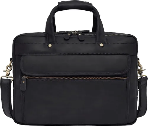 Miniatura 12 de Luxorro Maletín de cuero de grano completo para hombre, opción preferida de regalos para hombres, bolso de cuero artesanal para laptop con múltiples