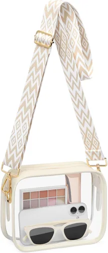 FANGSUN Bolso transparente para mujer, bolso cruzado transparente aprobado para estadios, pequeño bolso transparente para conciertos y festivales