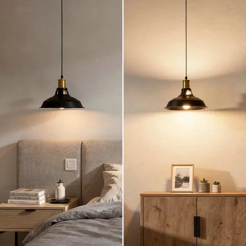 Miniatura 8 de Paquete de 1 lámpara colgante, lámpara colgante industrial con pantalla de metal, iluminación colgante de granja para isla de cocina, pasillo