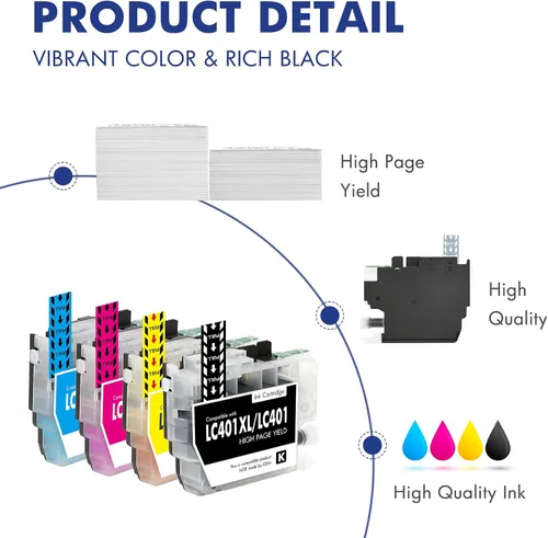 Miniatura 7 de Cool Toner LC401XL LC401 MFC-J1010DW - Cartuchos de tinta para impresora Brother LC 401 401XL para MFC-J1010DW MFC-J1170DW MFC-J1012DW MFC-J1800DW