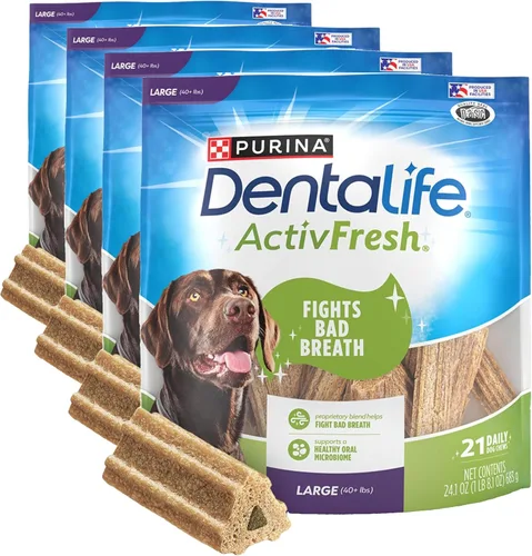 Miniatura 11 de DentaLife ActivFresh - Masticables para perros grandes de 40 libras en adelante, masticables dentales para refrescar el aliento, sabor a pollo, 24.1