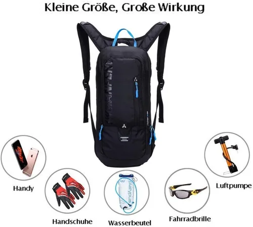 Miniatura 7 de WINDCHASER Mochila de ciclismo, mochila de bicicleta de 10 L, bolsa impermeable transpirable para viajes al aire libre, senderismo, escalada, Negro
