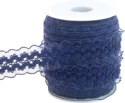 Miniatura 16 de Cinta de encaje elástica negra con volantes de 20 yardas para coser de 1 pulgada de organza de doble onda, ajuste de encaje, ropa y ropa