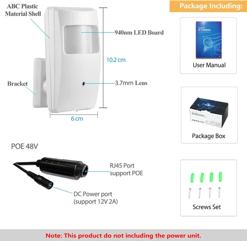 Miniatura 7 de Cámara de seguridad interior POE IP de 5MP, lente de 0.146 in 80 ° 940 nm LED invisibles IR visión nocturna mini PIR IP POE videocámara, detección