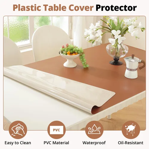 Miniatura 26 de Protector de mesa transparente de 12 x 36 pulgadas, 1.5 mm de grosor, cubierta de mesa de plástico impermeable, protector de mesa transparente