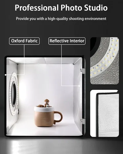 Miniatura 2 de DUCLUS Fotografía de caja de luz, caja portátil de cabina de estudio fotográfico, 10 "x 10" Mini tiendas de campaña de tiro profesional con 104