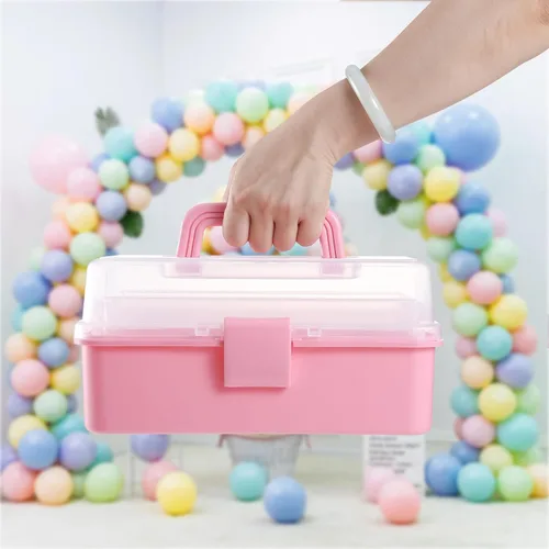 Miniatura 4 de 11(in) Caja Organizadora Plegable Versátil de Tres Capas, Ideal para Arte y Manualidades, Juguetes, Suministros de Costura, Joyería y Herramientas