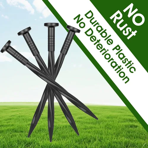 Miniatura 3 de Paquete de 150 estacas de anclaje de plástico para paisaje, estacas de 6 pulgadas para barrera, bordes de pavimentación, césped artificial, cercado