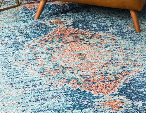 Miniatura 5 de Unique Loom Vita Collection - Alfombra saturada con degradado tradicional sobre teñido, 2 pies 2 pulgadas x 3 pies, turquesa/azul marino