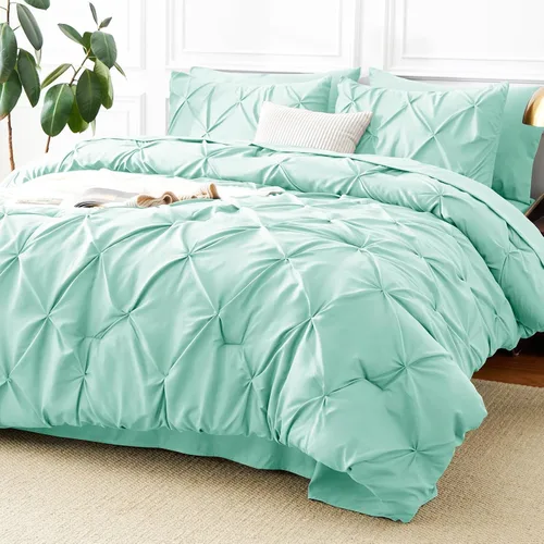 Miniatura 13 de CozyLux - Juego de ropa de cama con pliegues plisados de 7 piezas en una bolsa; edredón tamaño King para todas las estaciones, sábanas, fundas