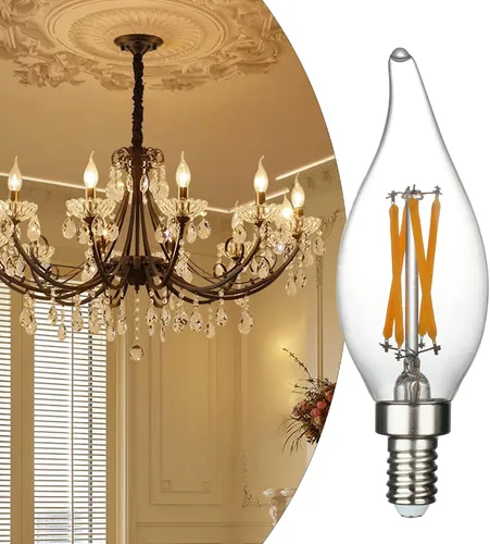 Miniatura 12 de Paquete de 4 bombillas LED T45/T14, bombillas Edison vintage de 4 W, 2700 K, 550 lúmenes, equivalentes a 40 W, bombillas de tubo ámbar amarillo