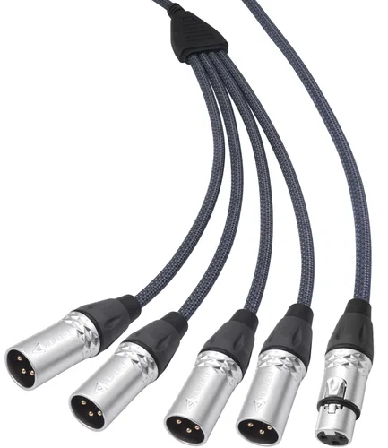 Cable de audio divisor en Y de 3 pines, 3 pines, 1 hembra a 4 machos, cable de conexión paralela XLR de 4 vías, entrada única a cuatro salidas, para
