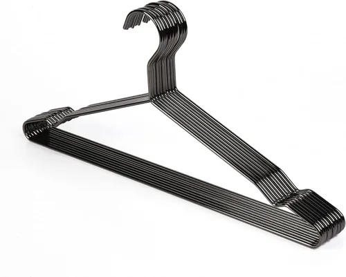 Percha de metal negro plateado de 17 pulgadas, paquete de 20 unidades, 0.157 pulgadas (0.157 in) resistente para camisola y pantalones, colgador de