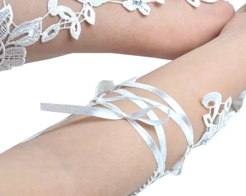 Miniatura 5 de JISEN Guantes de encaje de boda para mujer, regalo formal para banquete, fiesta, sin dedos, Blanco