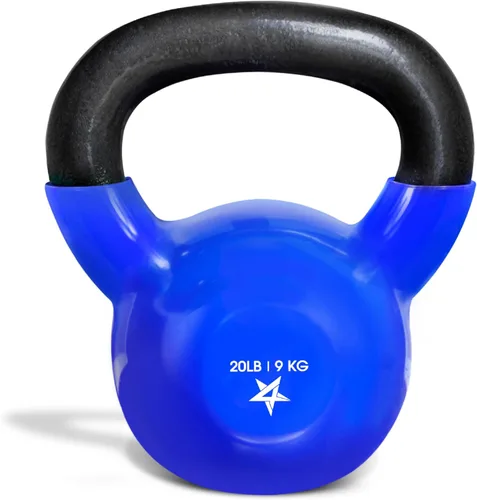 Miniatura 20 de Yes4All Pesa rusa, pesas rusas de hierro fundido con revestimiento de vinilo de 5-100 LB para entrenamiento de fuerza para ejercicios de gimnasio