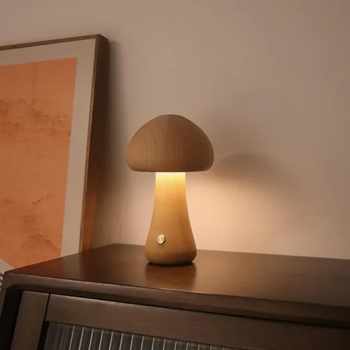 Miniatura 5 de Lámpara de madera USB con forma de hongo, luz nocturna multicolor, iluminación ambiental, luces de noche, lámparas de mesa para dormitorio, sala