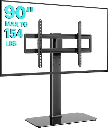 Pegzone Soporte universal para TV giratorio de 43 a 90 pulgadas, soporta 154 libras, soporte de mesa grande de altura ajustable, VESA MAX 23.622 x