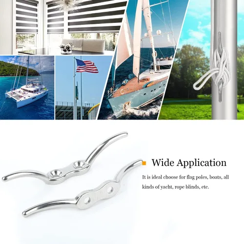 Miniatura 6 de AMYSPORTS Marine Hardware Cuerda Cleat Steel Heavy Duty Rope Cleat Marine Stainless Deck Boat Cleat Amarre